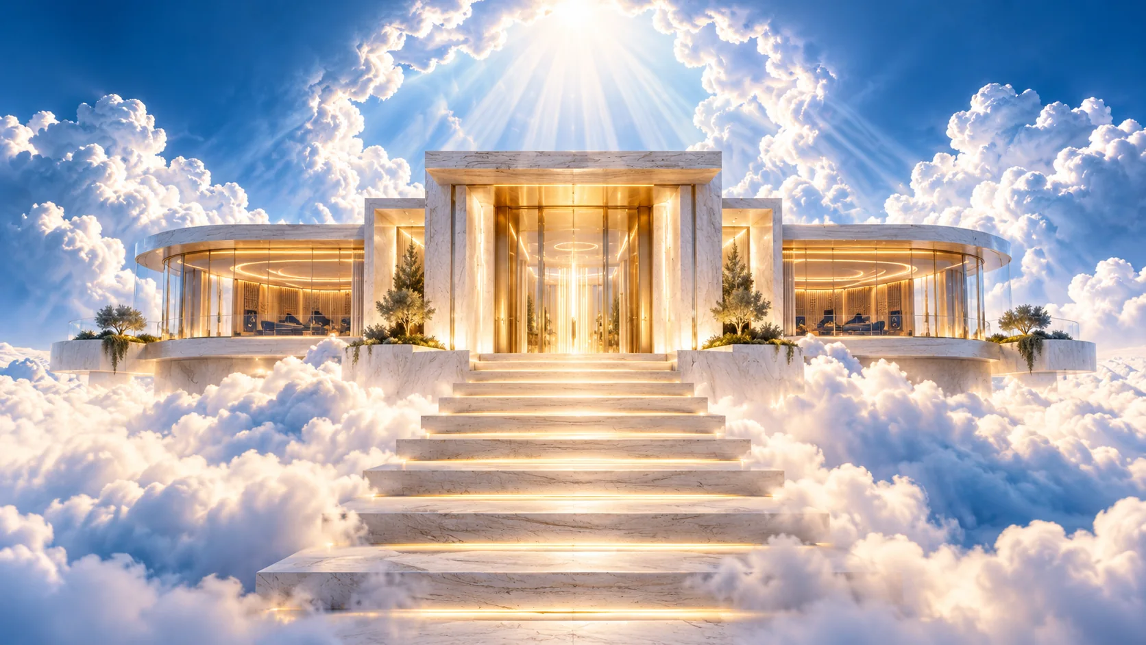 Praise Haûs Studio floating in luminous clouds